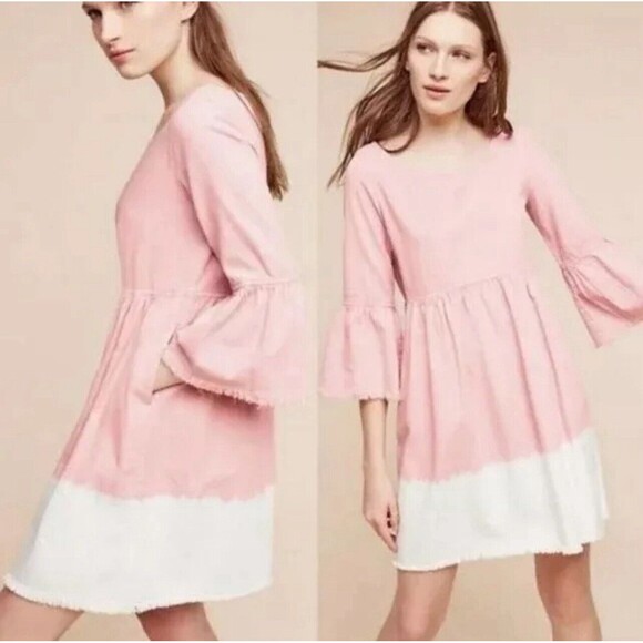 Anthropologie Holding Horses Lilibet Dip Dyed Ombre Relaxed Boho Dress Size 4 - Picture 2 of 11
